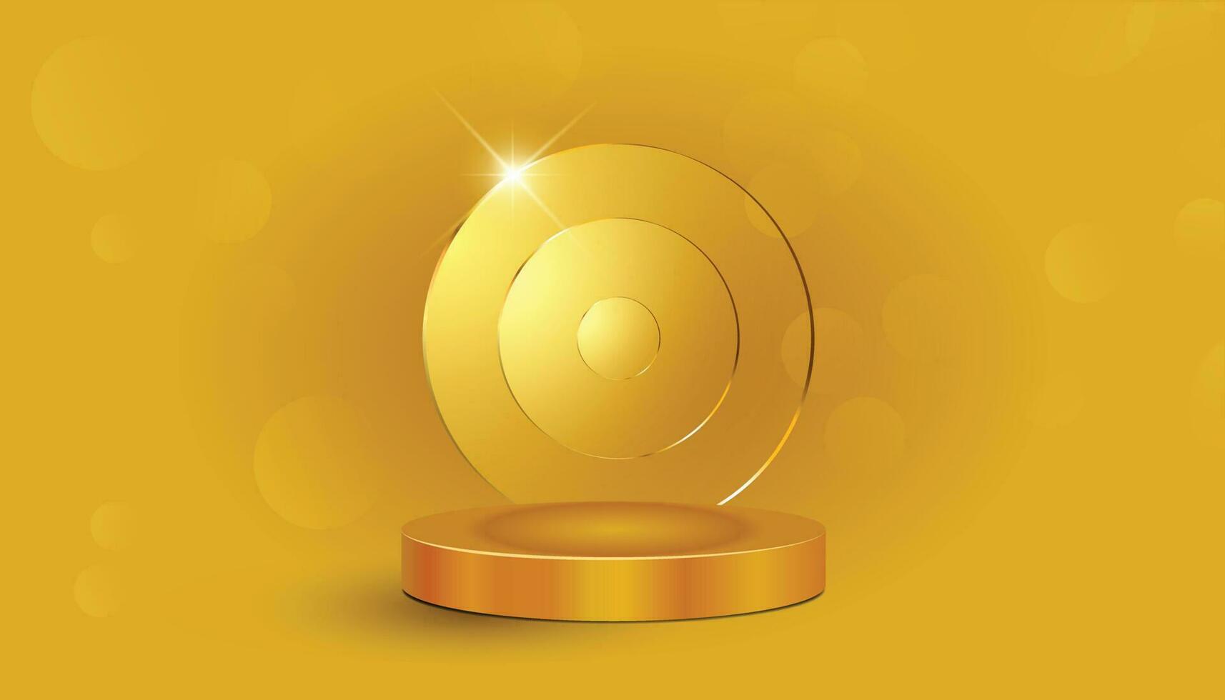 Luxurious Golden Cylinder Pedestal - Blank Stage for Product Display vector