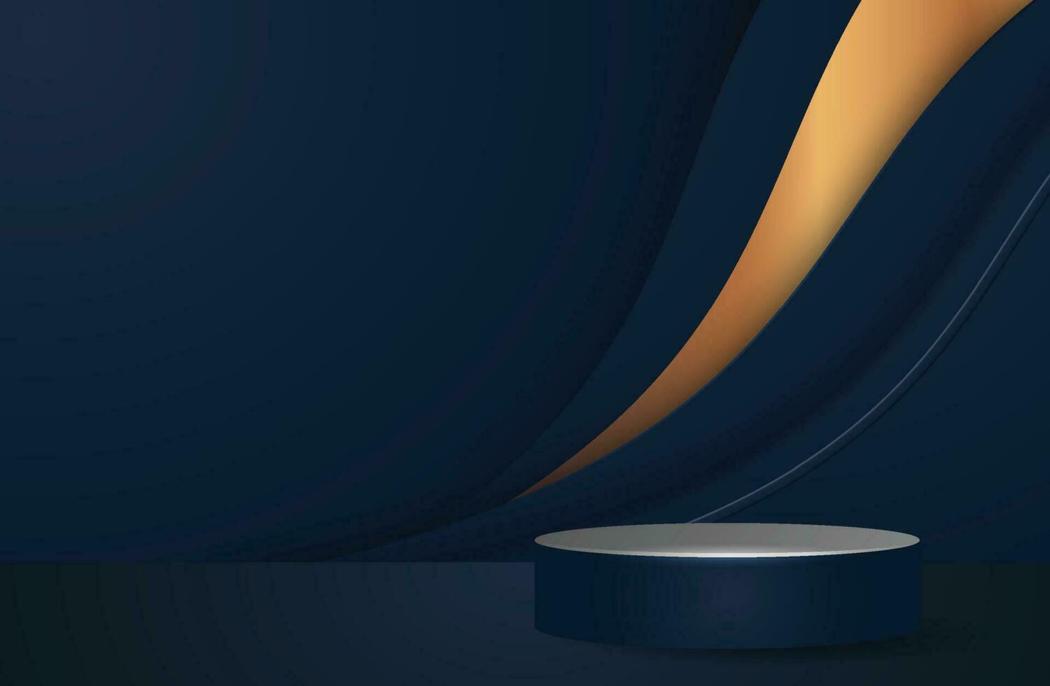 Golden and Blue Cylinder Podium - Luxury Blank Stage for Product Display vector