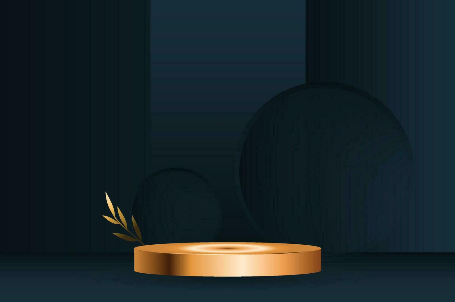 Golden and Blue Cylinder Podium - Luxury Blank Stage for Product Display vector