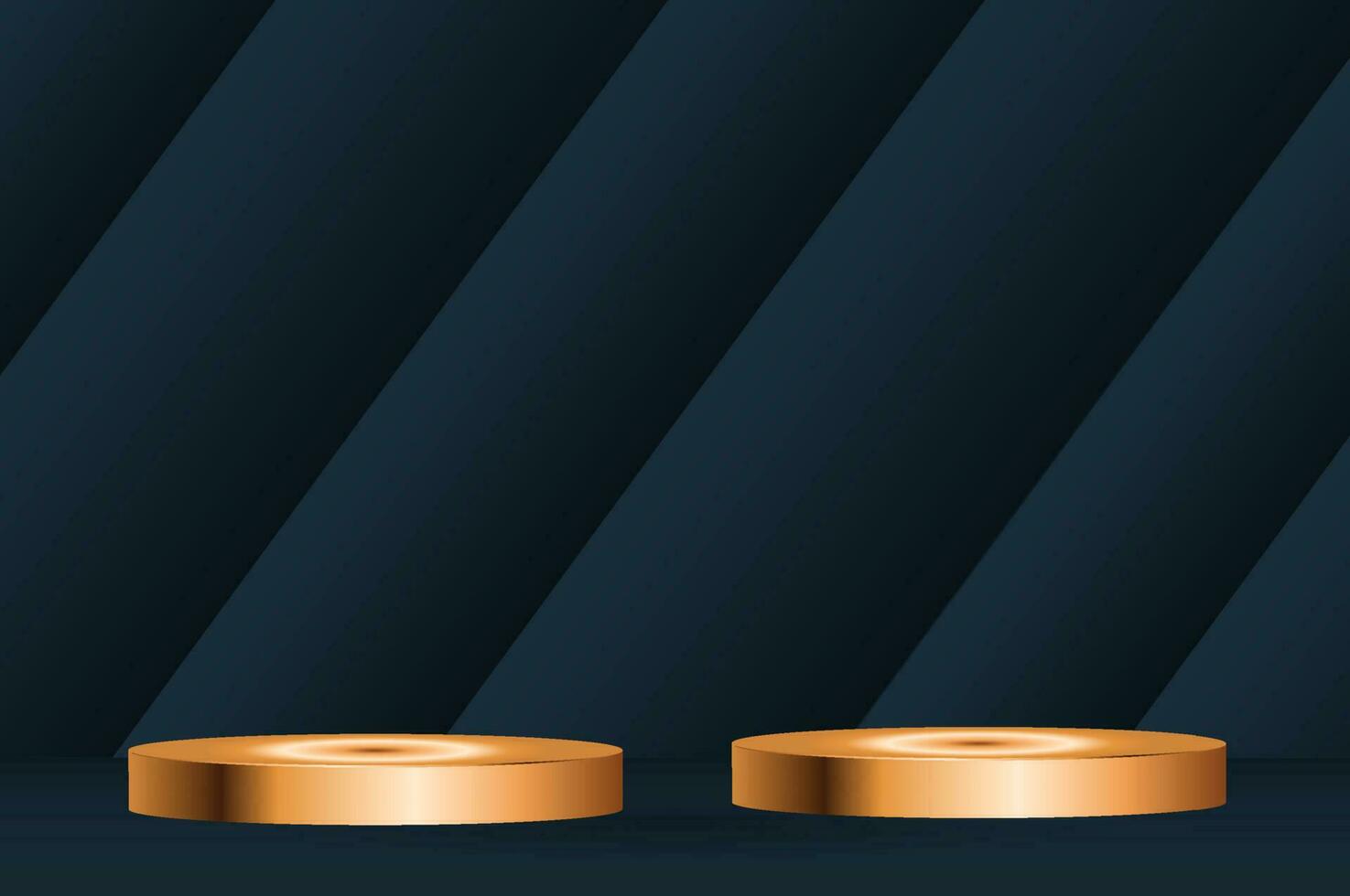 Golden and Blue Cylinder Podium - Luxury Blank Stage for Product Display vector