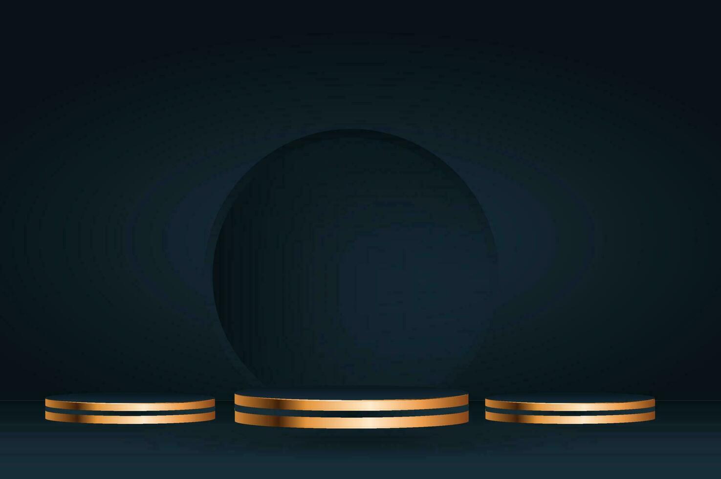 Golden and Blue Cylinder Podium - Luxury Blank Stage for Product Display vector