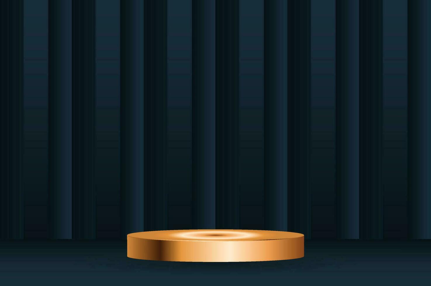 Golden and Blue Cylinder Podium - Luxury Blank Stage for Product Display vector