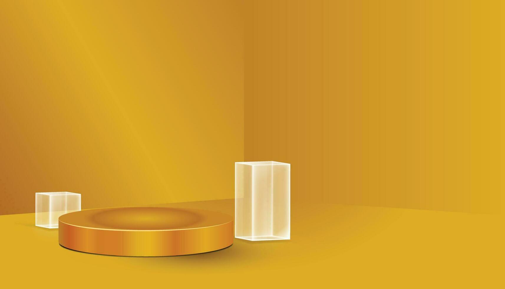 Luxurious Golden Cylinder Pedestal - Blank Stage for Product Display vector