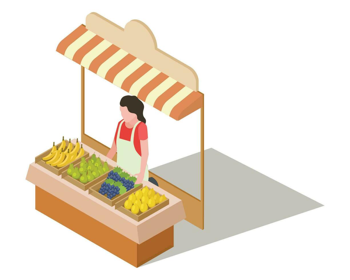 street market organic food vector illustration