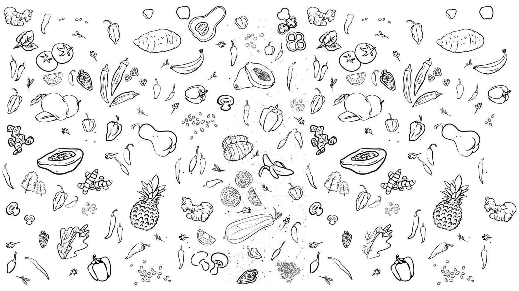 vegetales y frutas icono vector conjunto