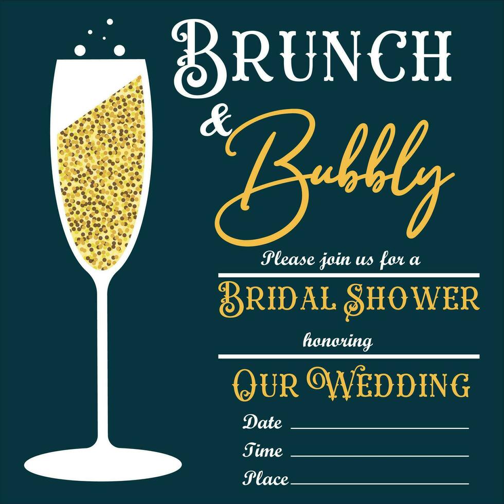 Brunch and bubbly invitation, bridal shower icon, vector, illustration vector