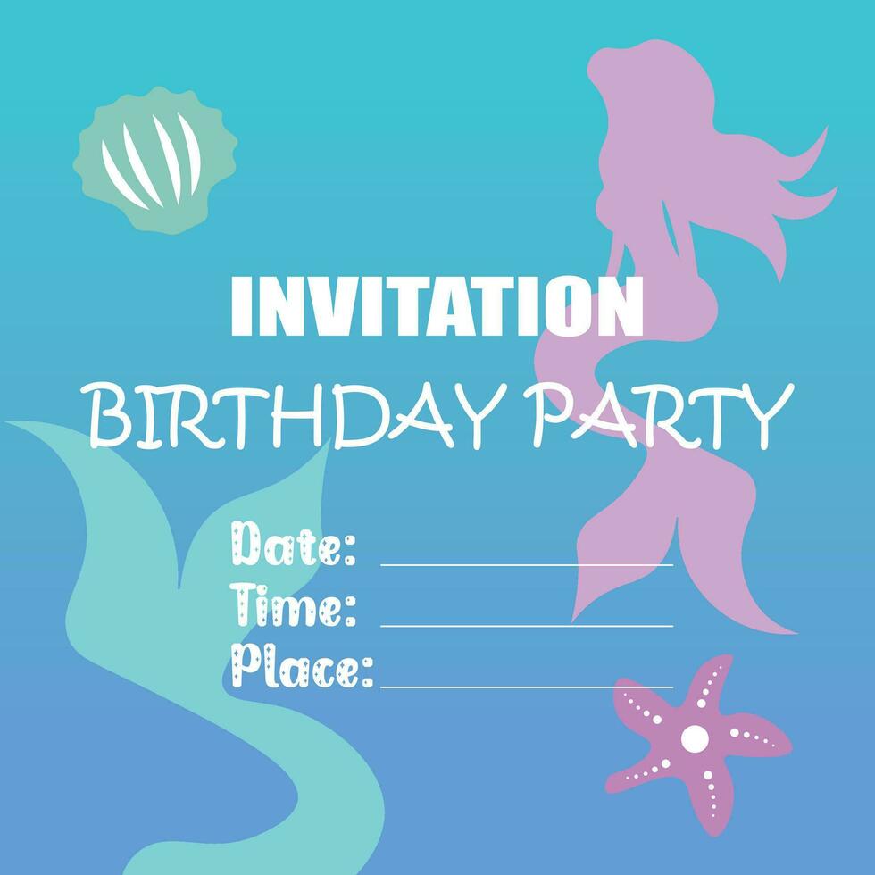 birthday invitation, little mermaid icon vector illustration symbol