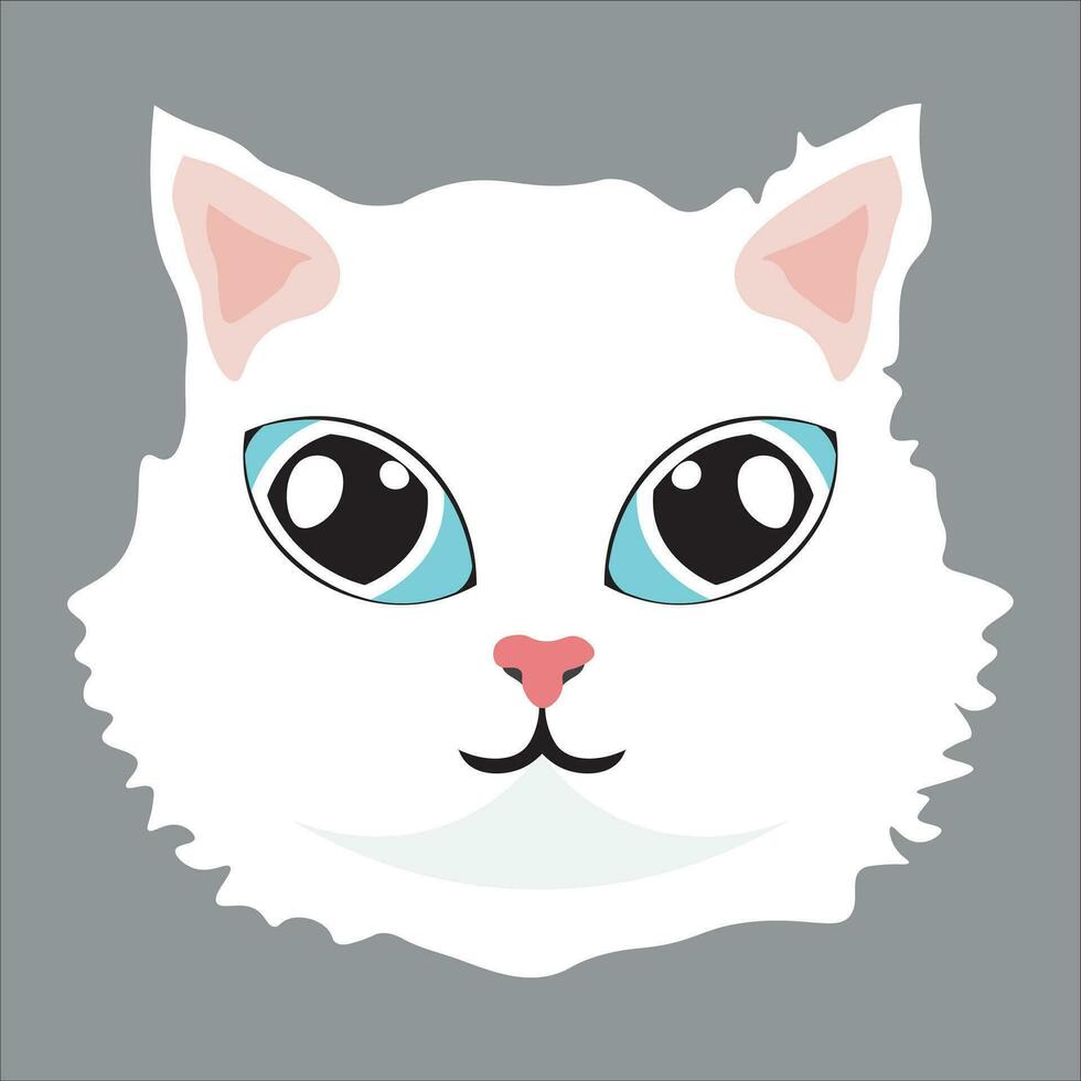 white cat with blue eyes icon vector illustration symbol