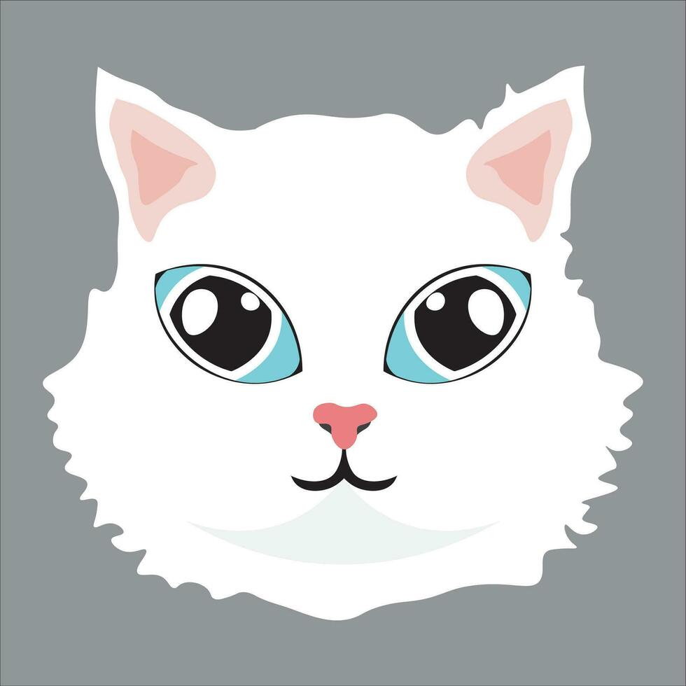 blanco gato con azul ojos icono vector ilustración símbolo