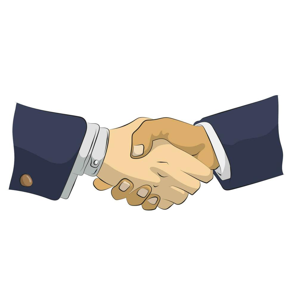 line art closeup businesspeople shaking hands illustration vector hand drawn isolated on white background