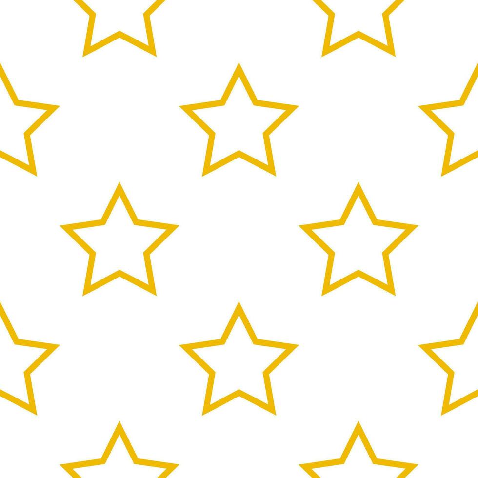 Seamless pattern with contour yellow stars. Star background. For wallpaper, fabric, wrapping paper. Vector illustration.