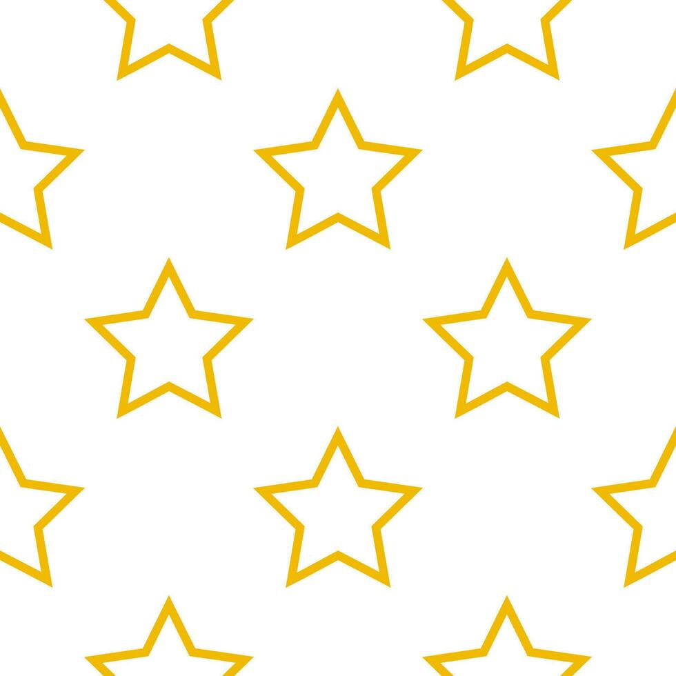 Seamless pattern with contour yellow stars. Star background. For wallpaper, fabric, wrapping paper. Vector illustration.