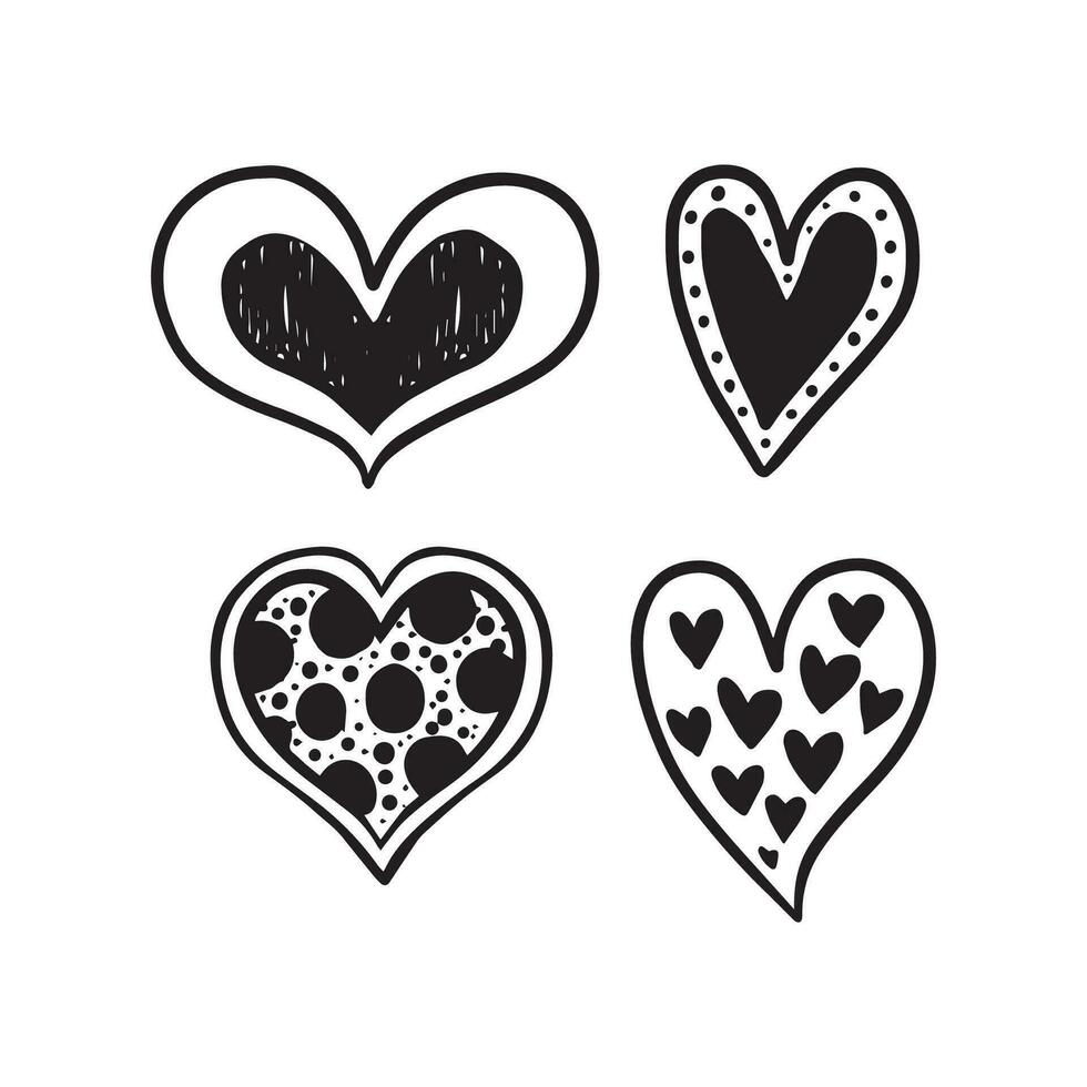 hand drawn hearts doodle vector