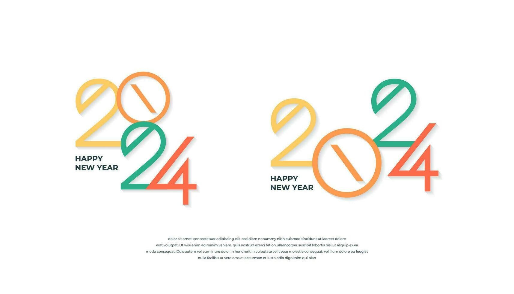 contento nuevo año 2024. festivo realista decoración. celebrar 2024 fiesta en un oscuro antecedentes vector