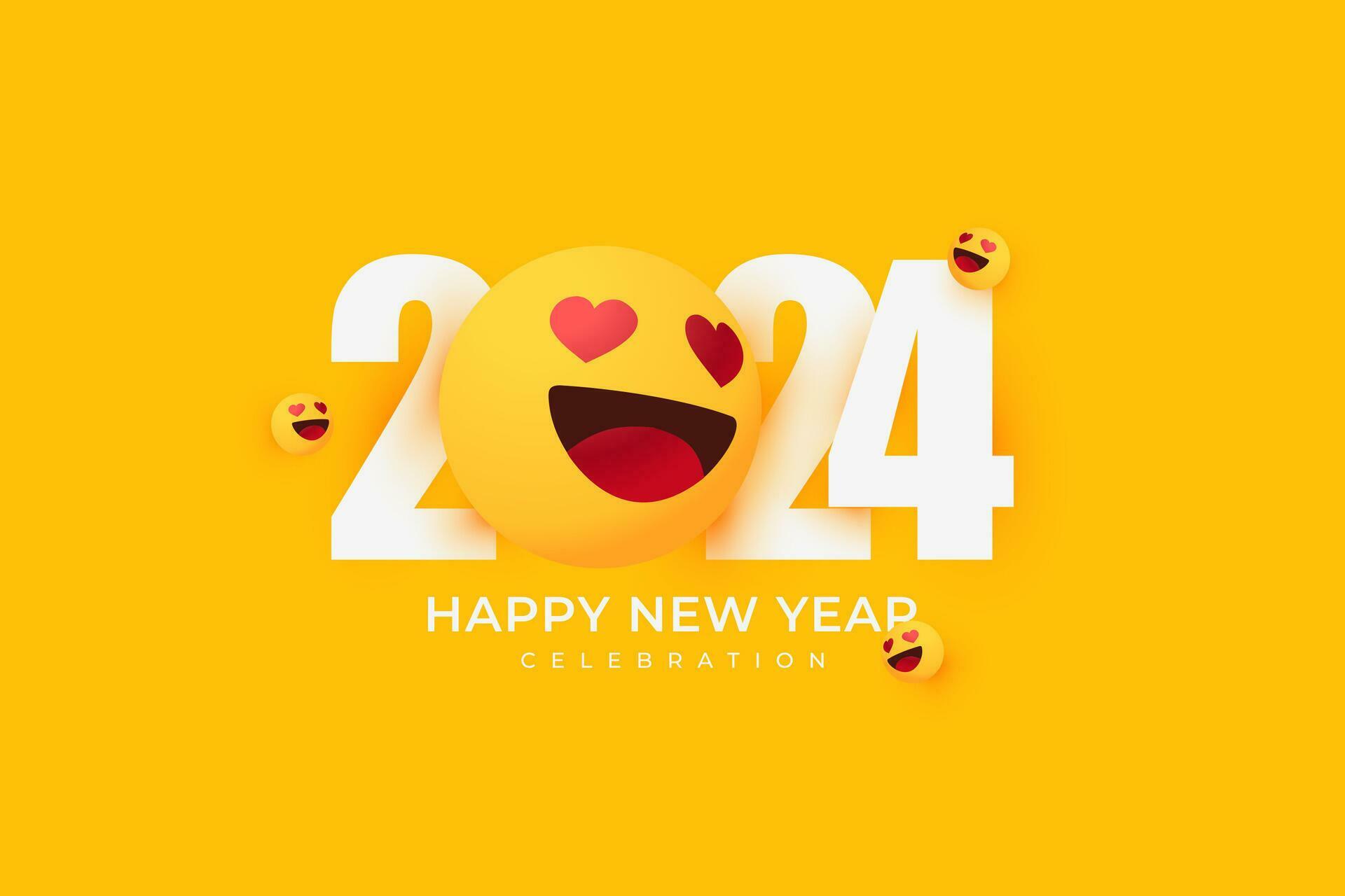 Happy New Year 2024. festive realistic decoration. Celebrate 2024 party