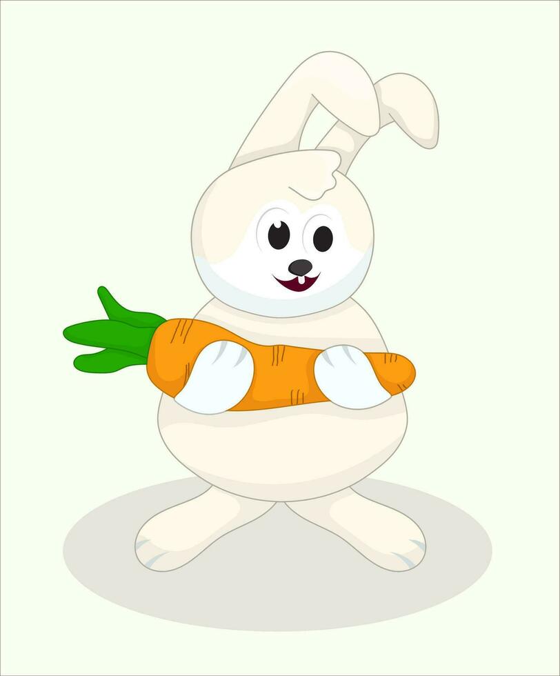 Cartoon Cute and happy rabbit holding carrot. Isolated. vector