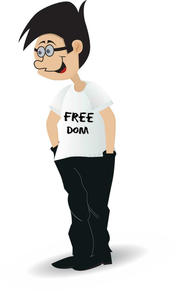 cartoon man using freedom shirt vector