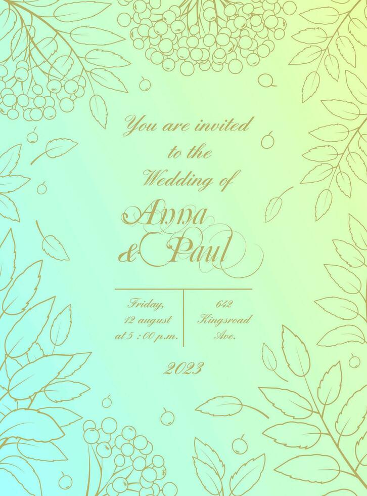 Wedding Invitation Card with Elegant Rowan Frame vector