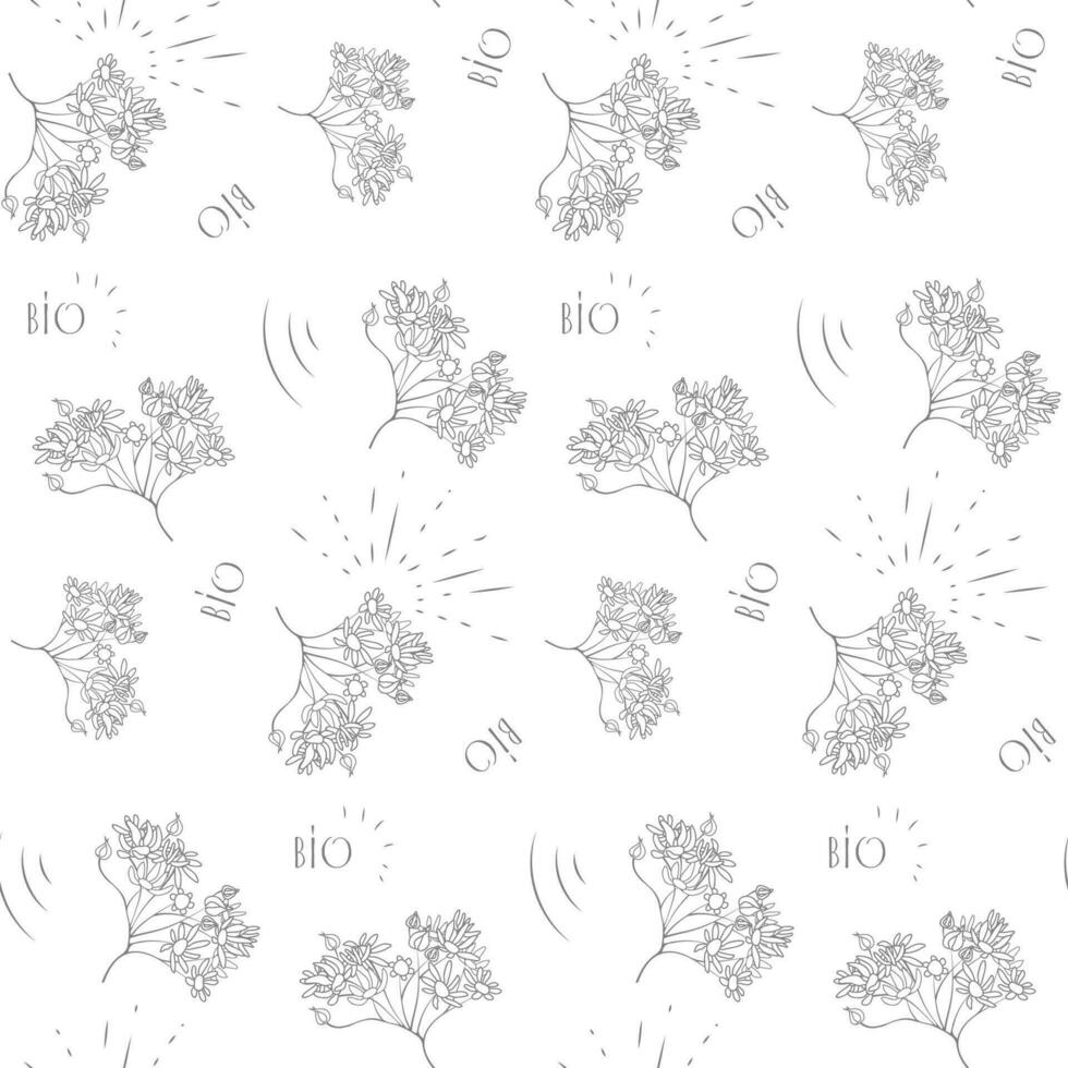 Seamless Pattern With Gray Inflorescences on White Background vector