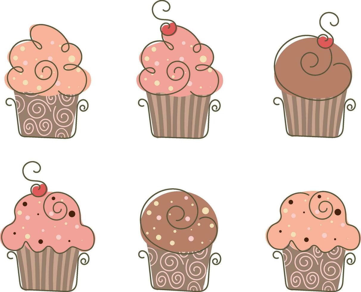 Sweet cupcake collection vector