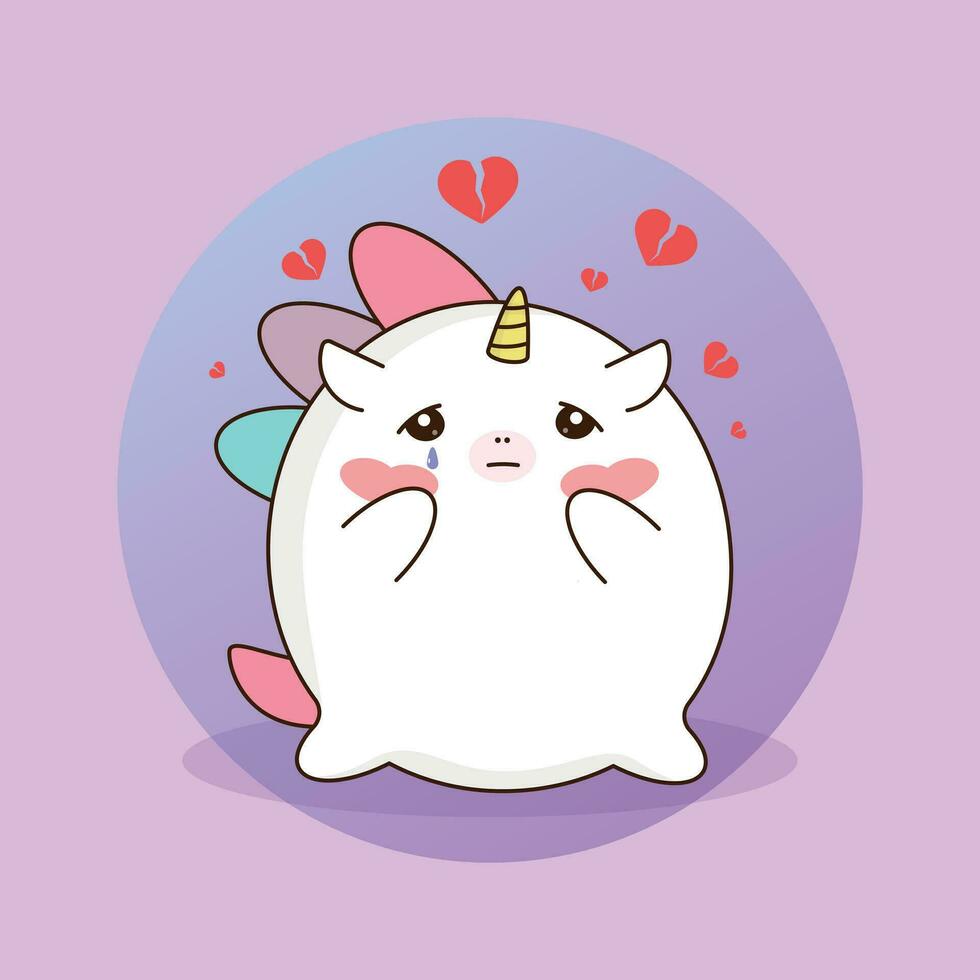 Sad unicorn illustration vector