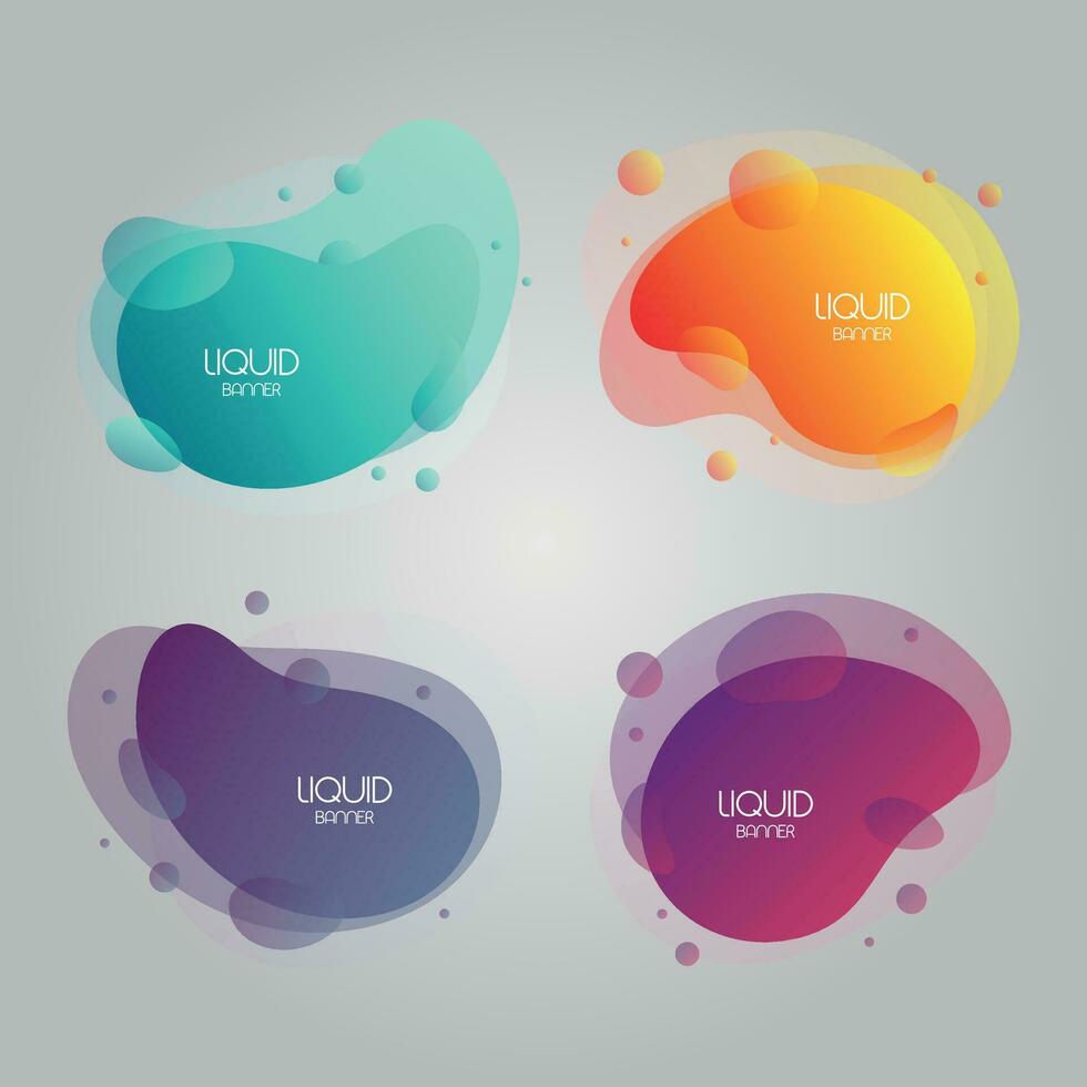 Set of liquid color abstract geometric shapes vector