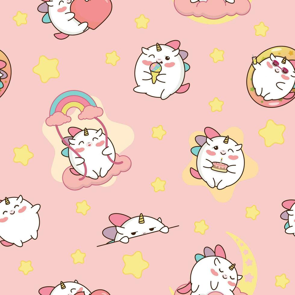 Cute Unicorn pattern vector