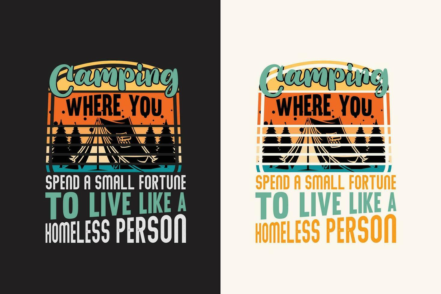 Camping t shirt design retro vintage color print ready files vector
