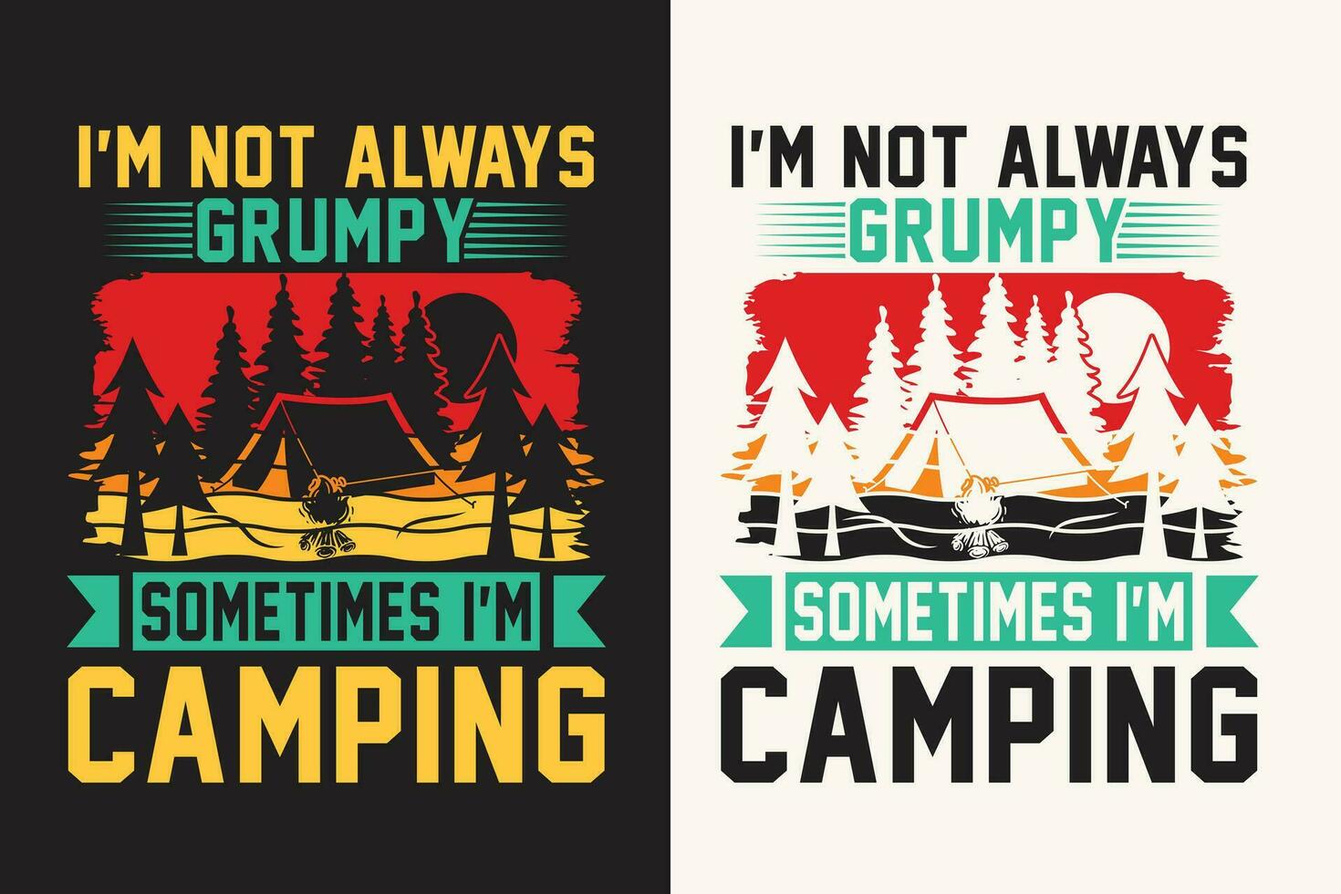 Camping t shirt design retro vintage color print ready files vector