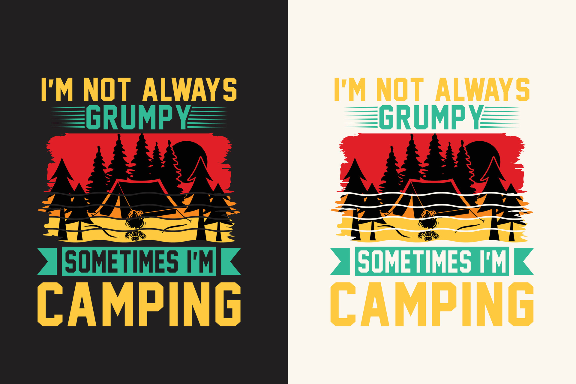 Camping t shirt design retro vintage color print ready files 25253778