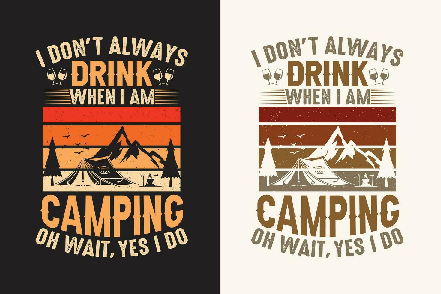 Camping t shirt design retro vintage color print ready files vector