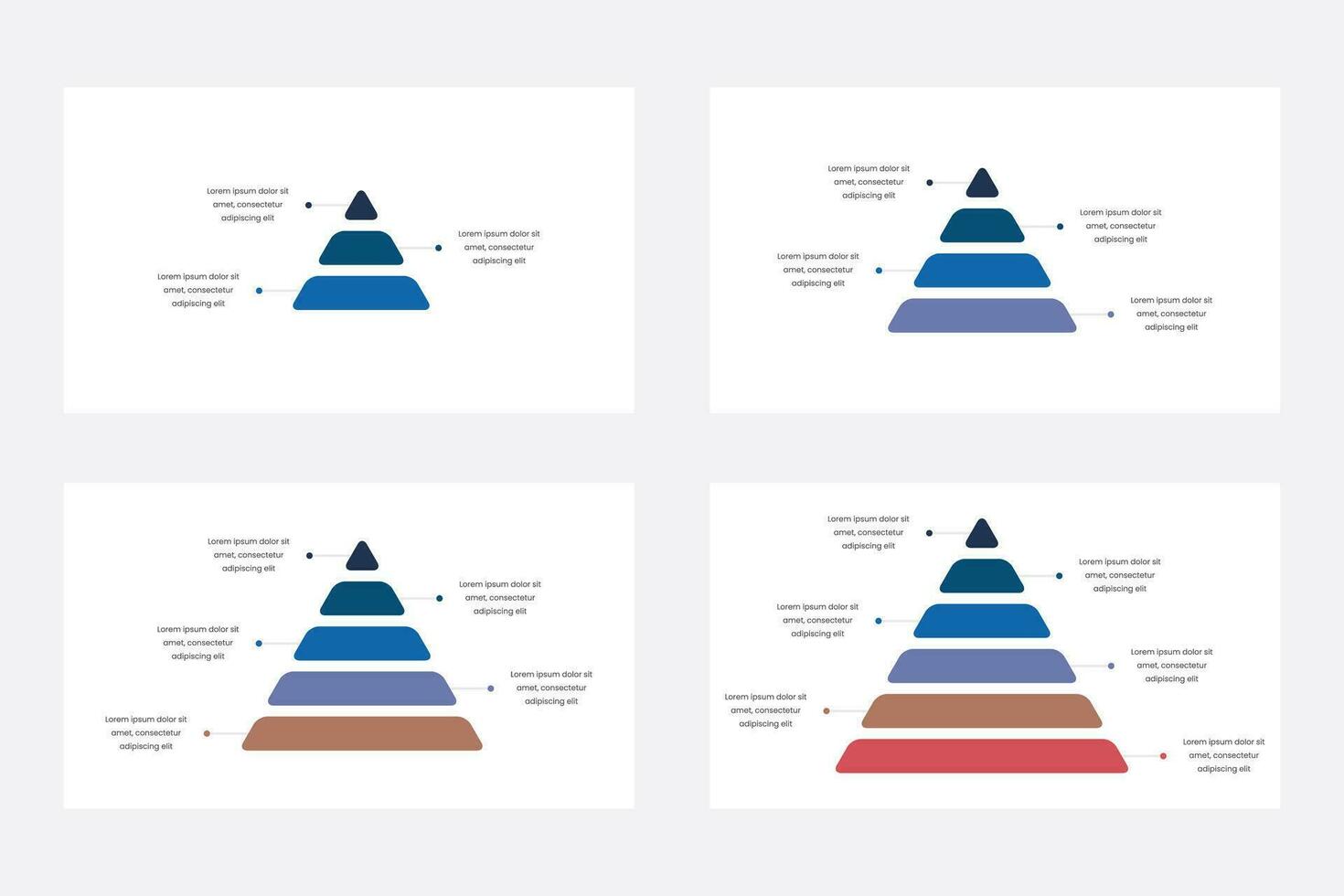 Collection of pyramid infographic template design vector