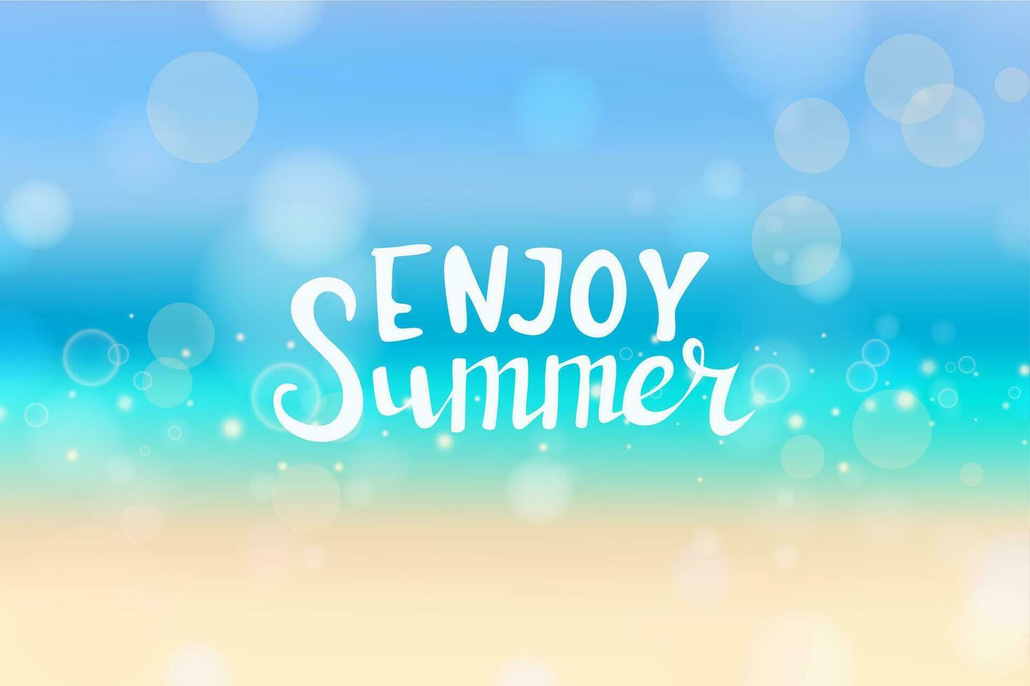 Summertime blurred background in soft colors with bokeh, flares and hand drawn lettering vector