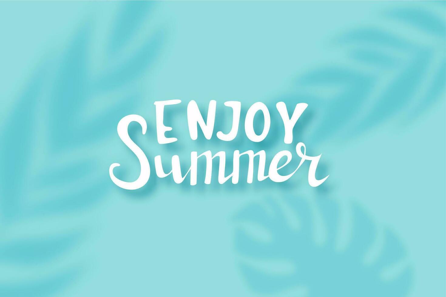 The summer background with transparent tropical leaves shadows and hand drawn letters vector
