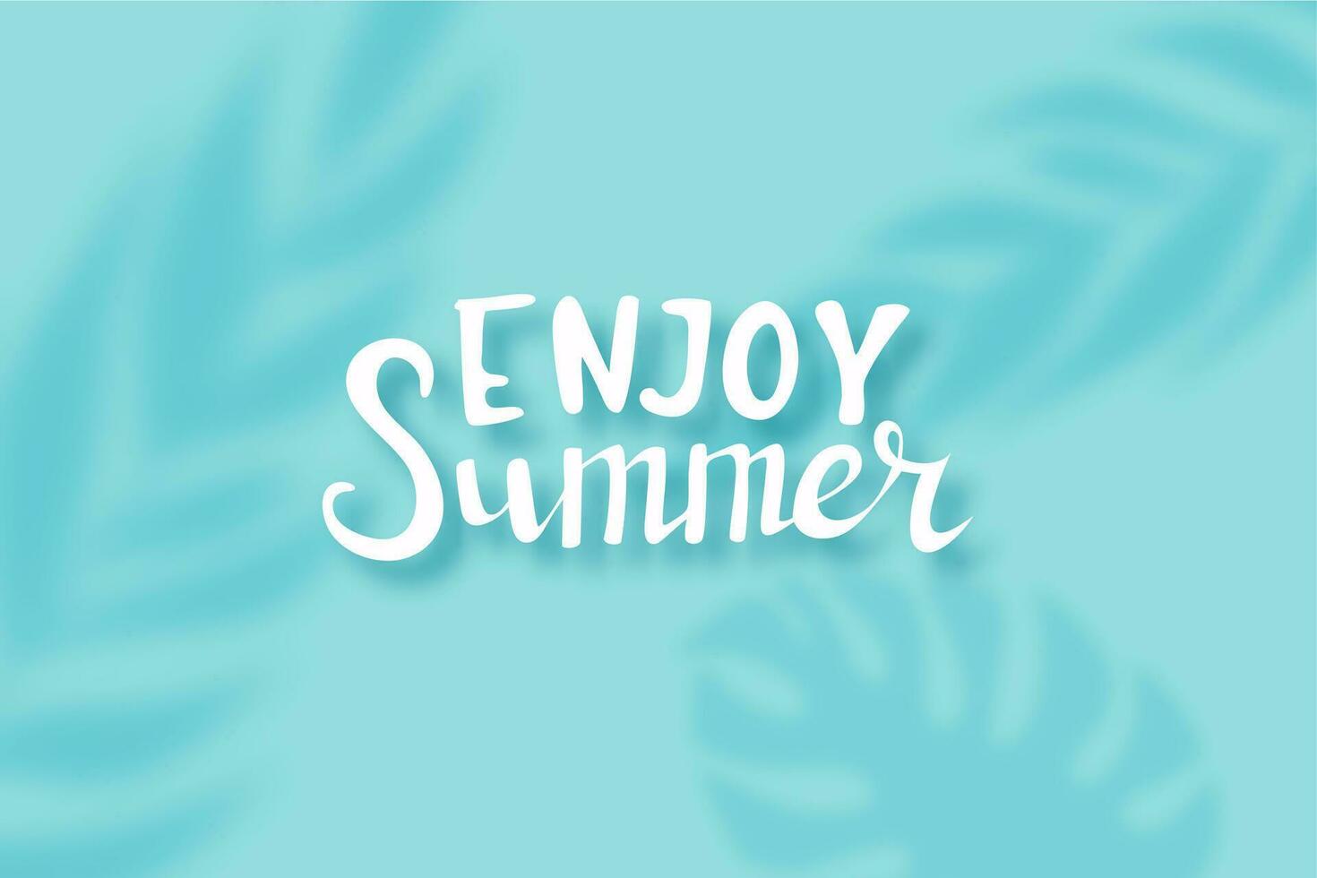 The summer background with transparent tropical leaves shadows and hand drawn letters vector