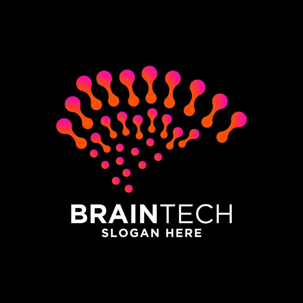 inteligente cerebro tecnología conjunto digital logo idea icono vector modelo