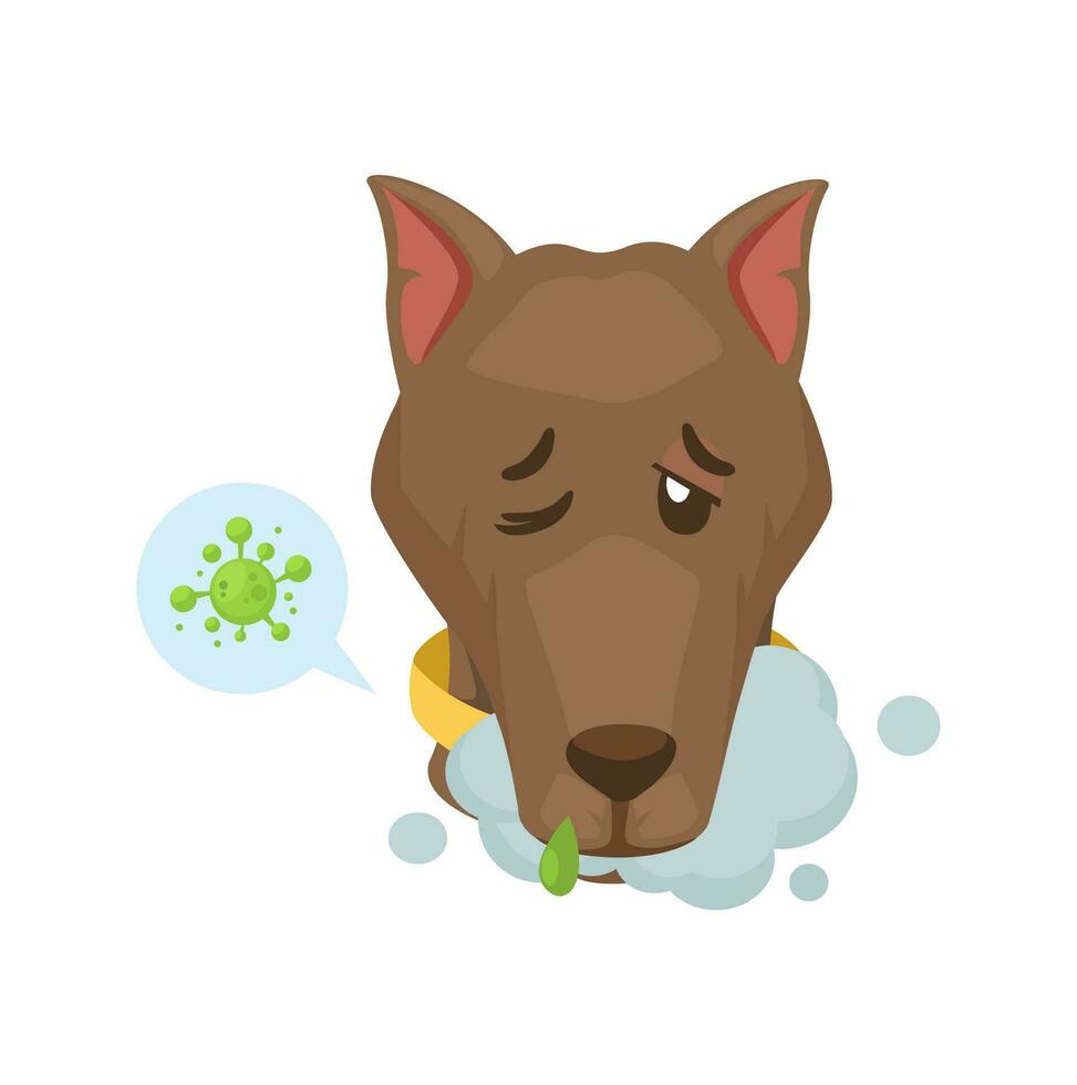 Dog Foaming at the Mouth Sick Rabies Animal Healthcare Symbol Cartoon Illustration Vector
