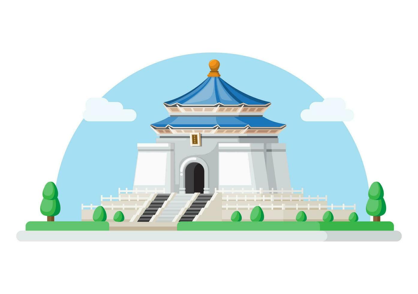 chiang kai shek monumento salón edificio punto de referencia desde Taiwán Asia. plano dibujos animados ilustración vector