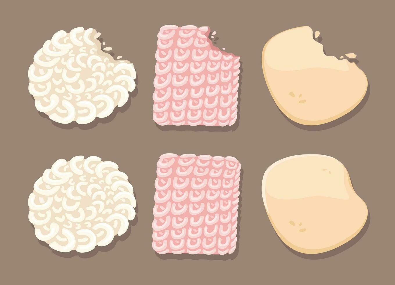 Kerupuk Is Indonesian Crackers Symbol Set Cartoon Vector
