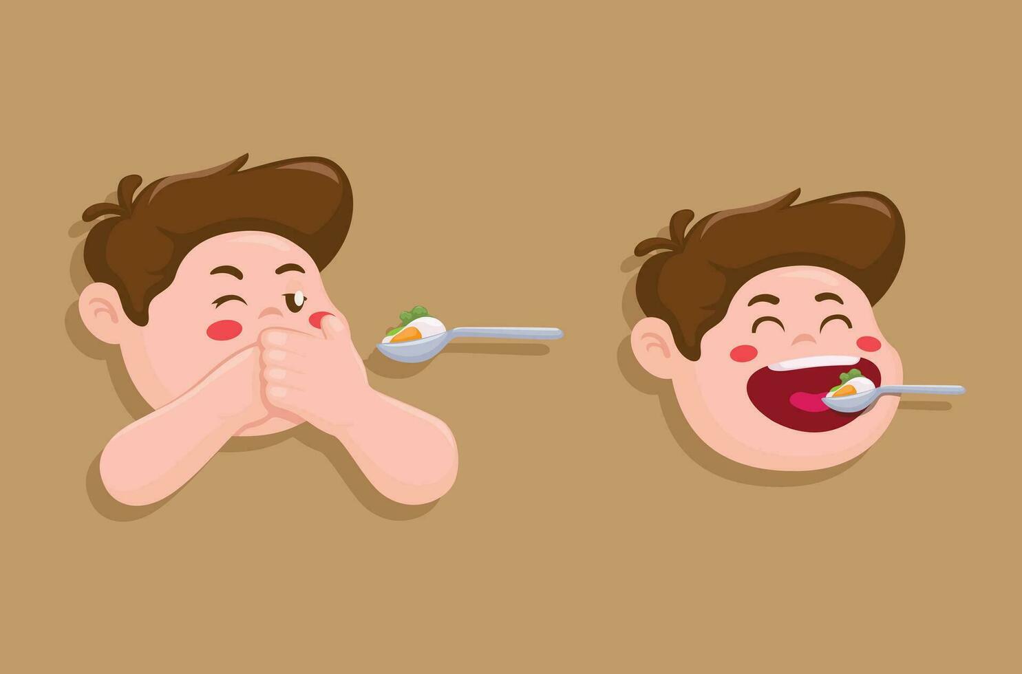 niños comer comida problema personaje dibujos animados símbolo dibujos animados ilustración vector