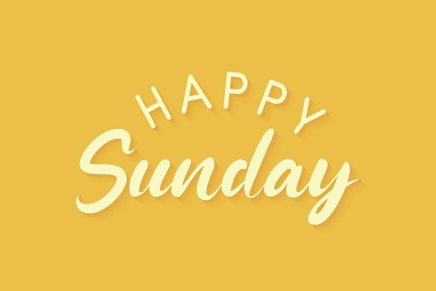 Happy Sunday greeting text isolated on bright yellow background. vector illustration