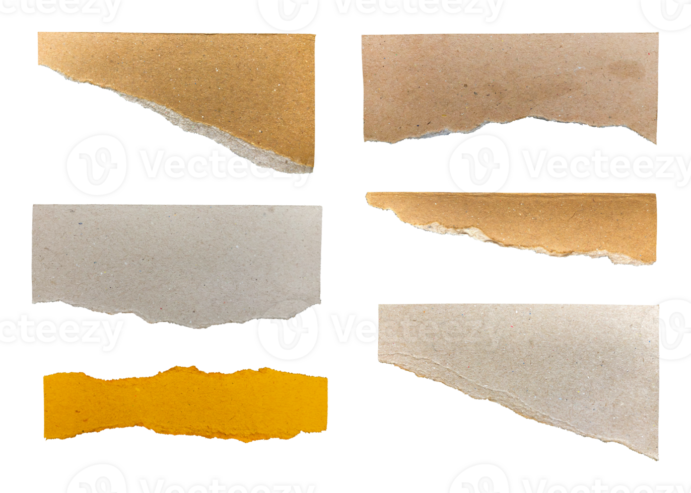 Set of vintage torn paper isolated png