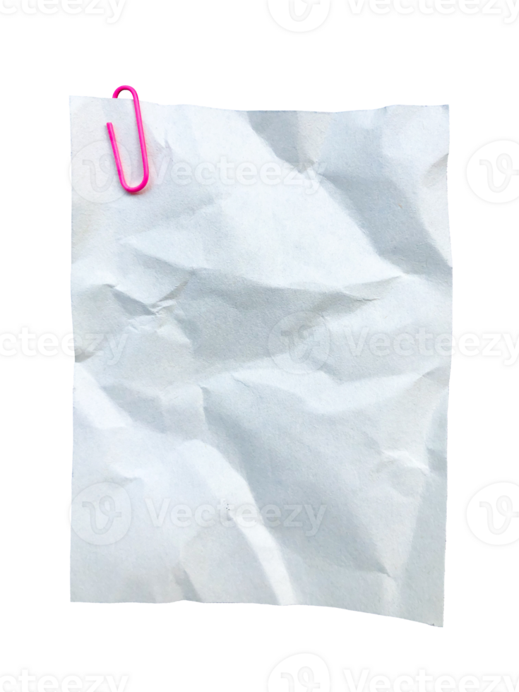 crumpled paper note with clips isolated png