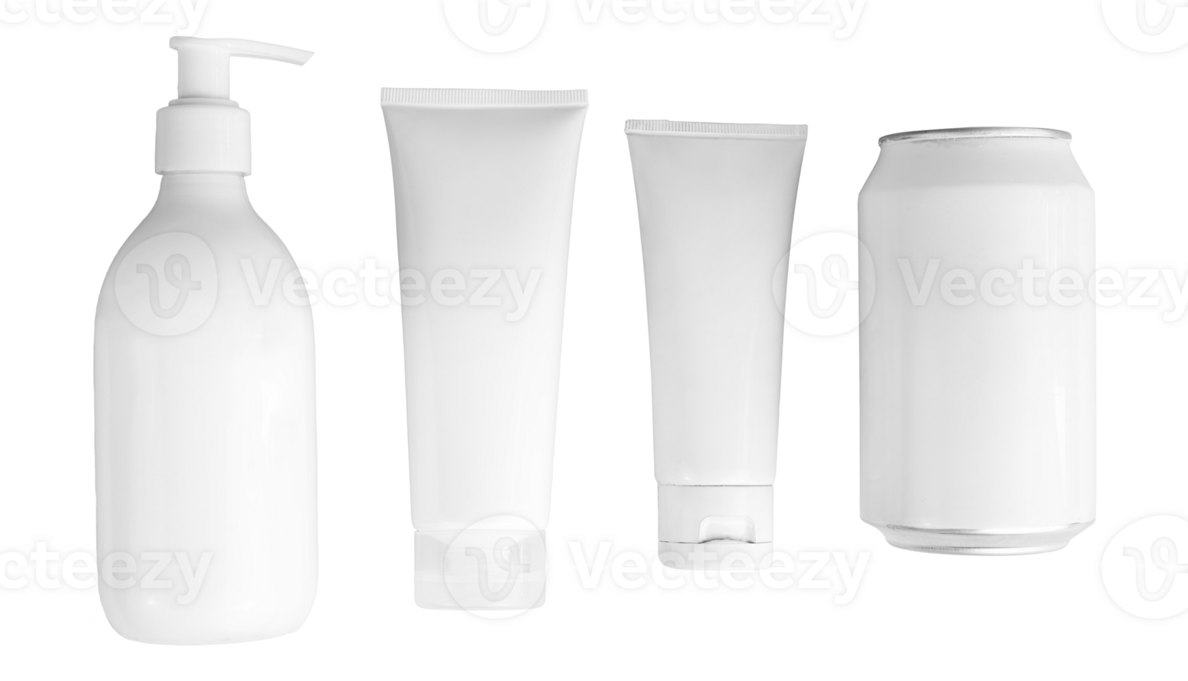 set of white plastic bottle mockup png