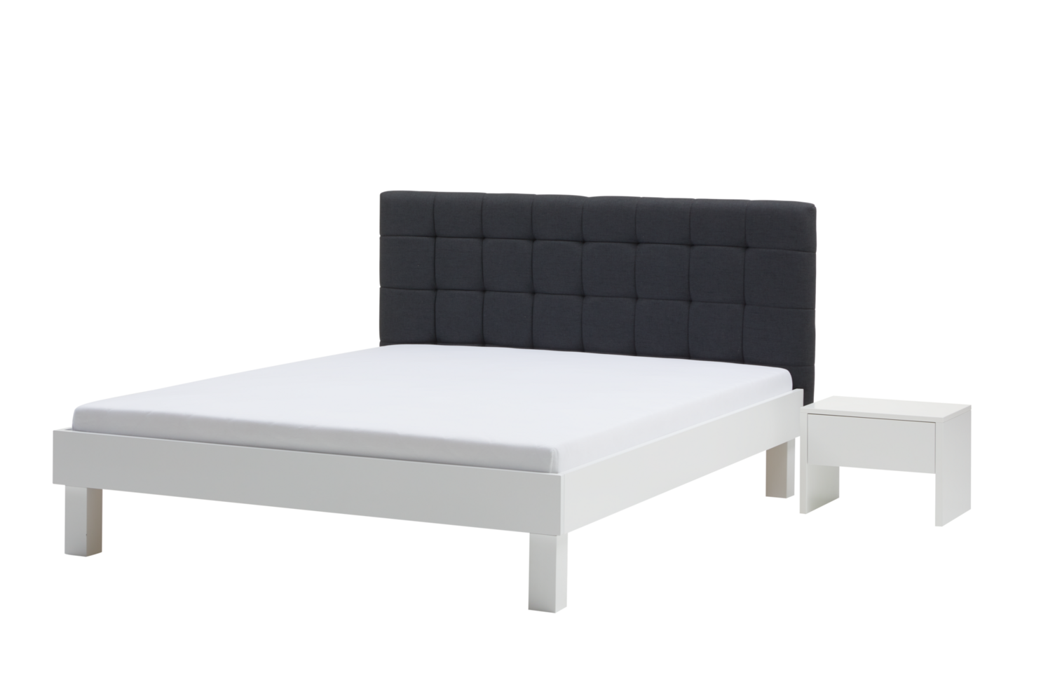 White wooden bed with mattress Cut out, isolated transparent background png
