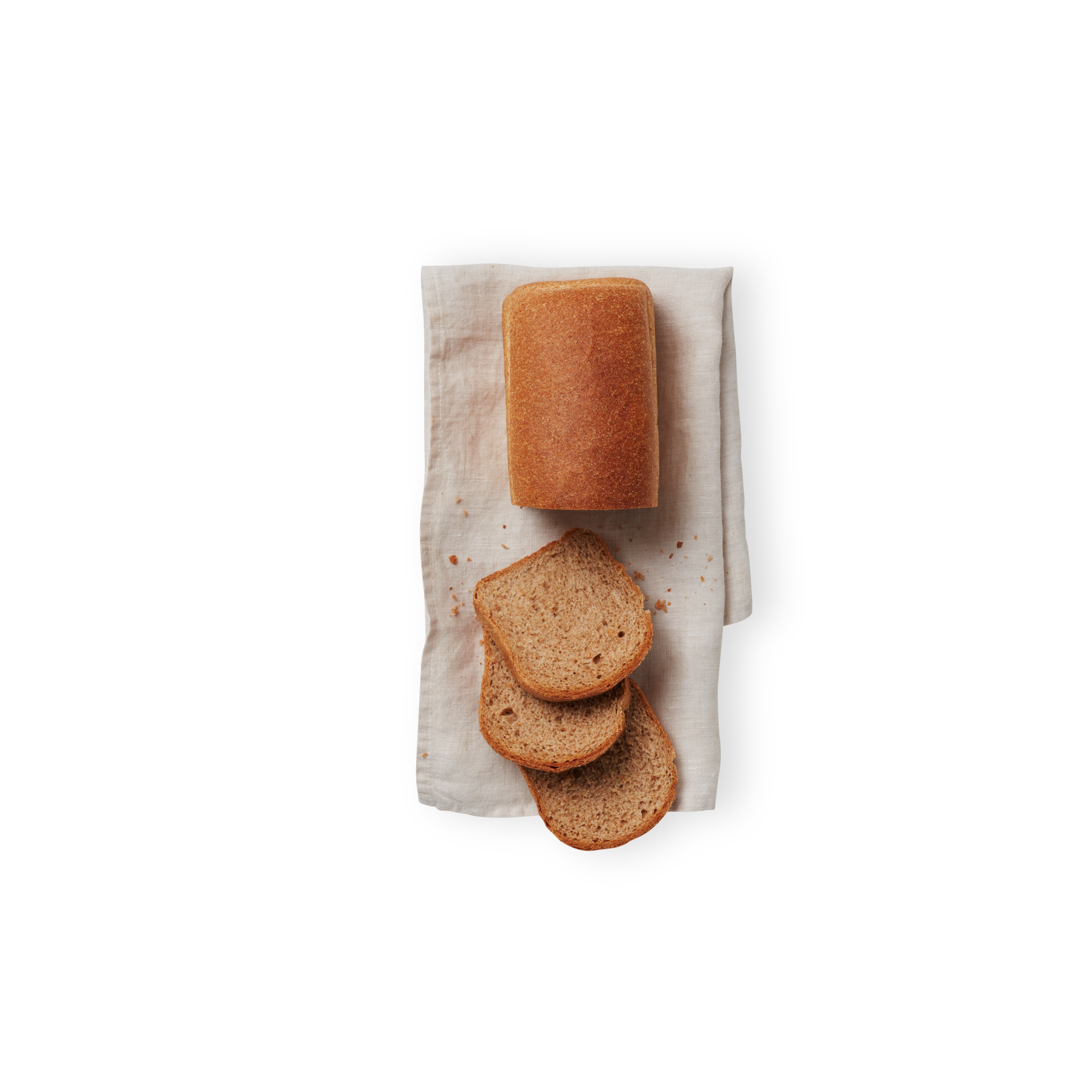 sliced bread top view on paper cut out isolated transparent background