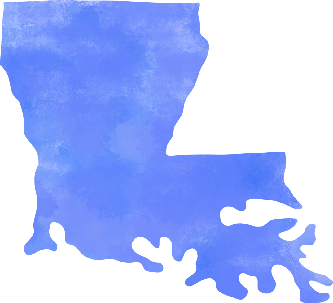 watercolor painting of louisiana state map. png