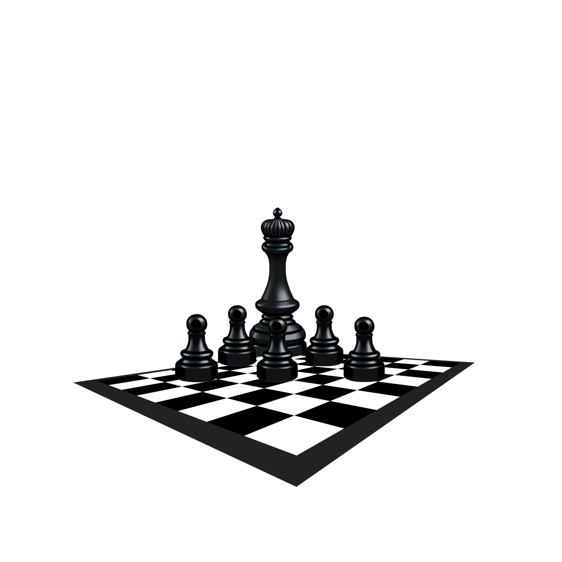 Set of Chess pieces with chessboard illustration on transparent