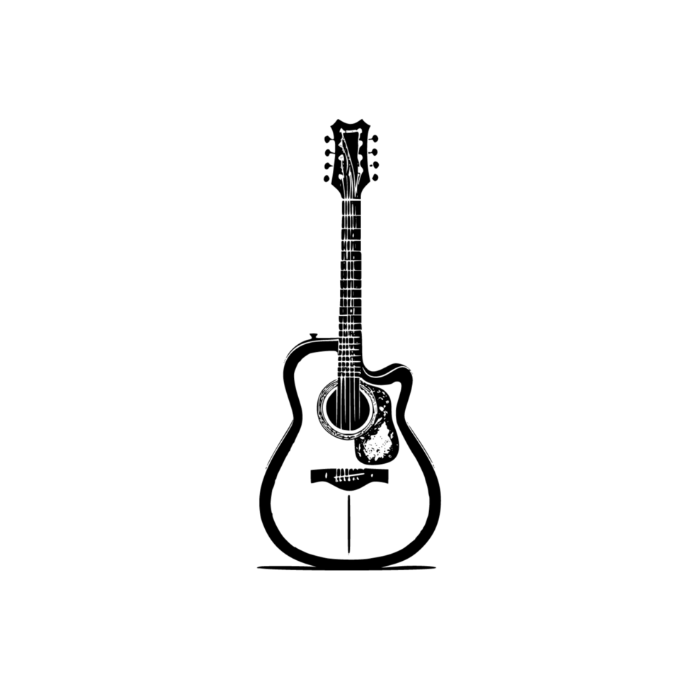 Guitar sketch on  transparent background, guitar black outline, black guitar drawing,  guitar outline, black sketch, black pen guitar sketch png