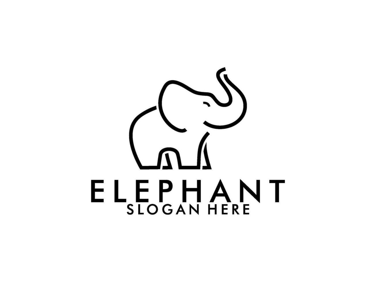 Elephant Cute with line art style logo design template vector